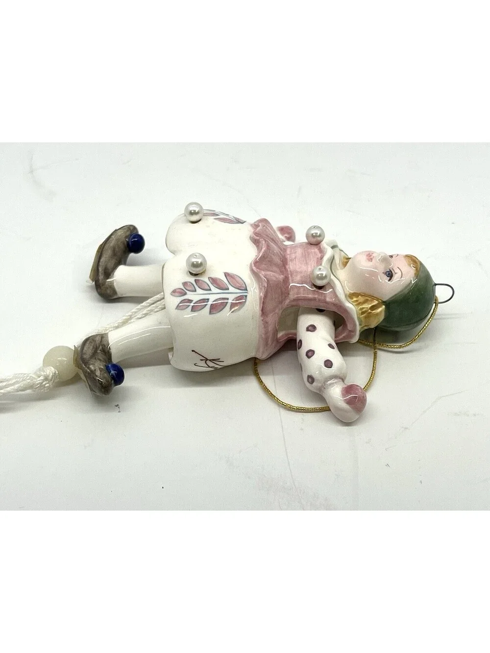 3 Schmid Ceramic Porcelain Pull String Dancing Clown Clowns 1991 Ornament Figure